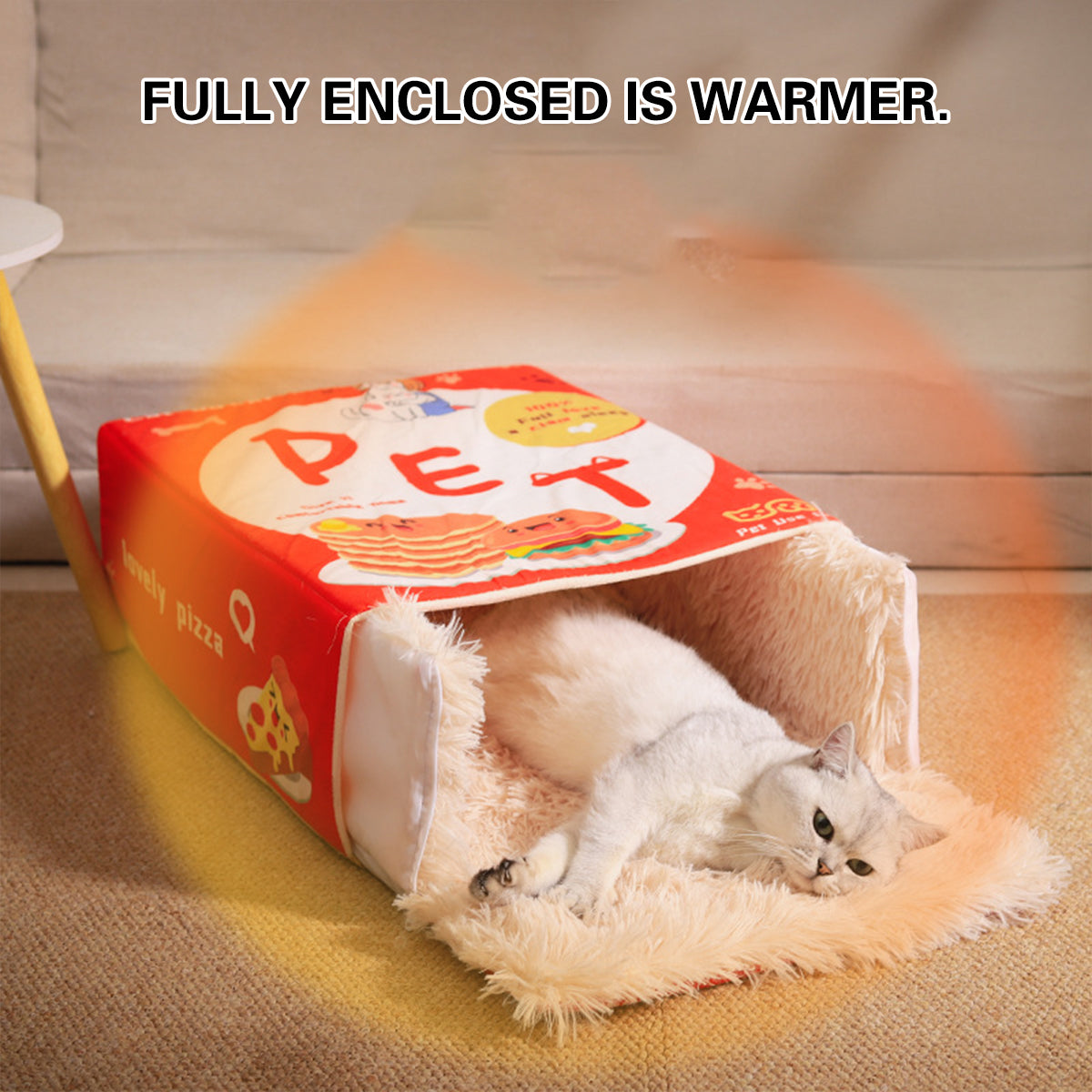 Warm Rectangular Pet Bed with Plush Interior