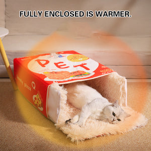 Warm Rectangular Pet Bed with Plush Interior