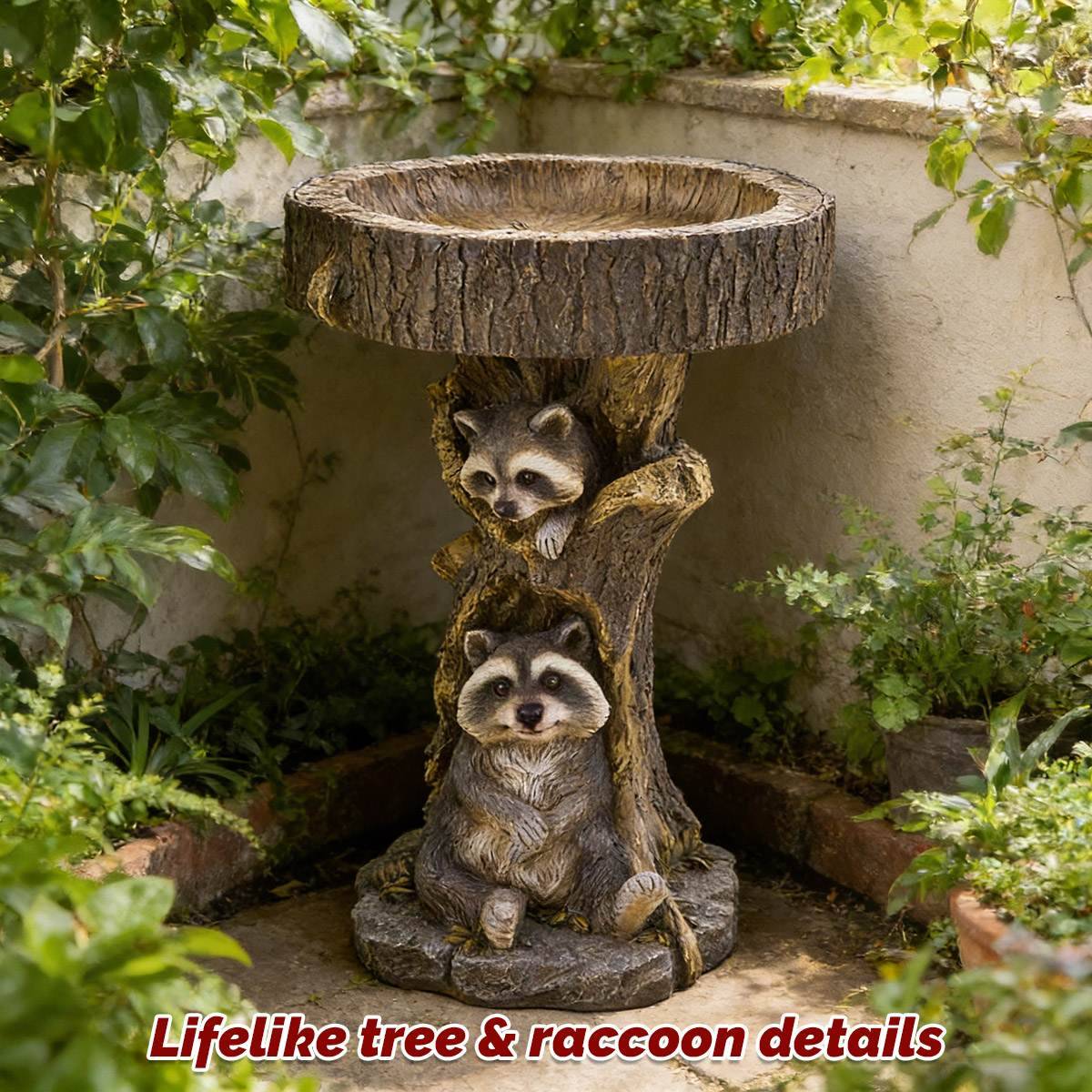 Resin Bird Feeder Birdbath Statue - Outdoor Garden Decor with Animal Design