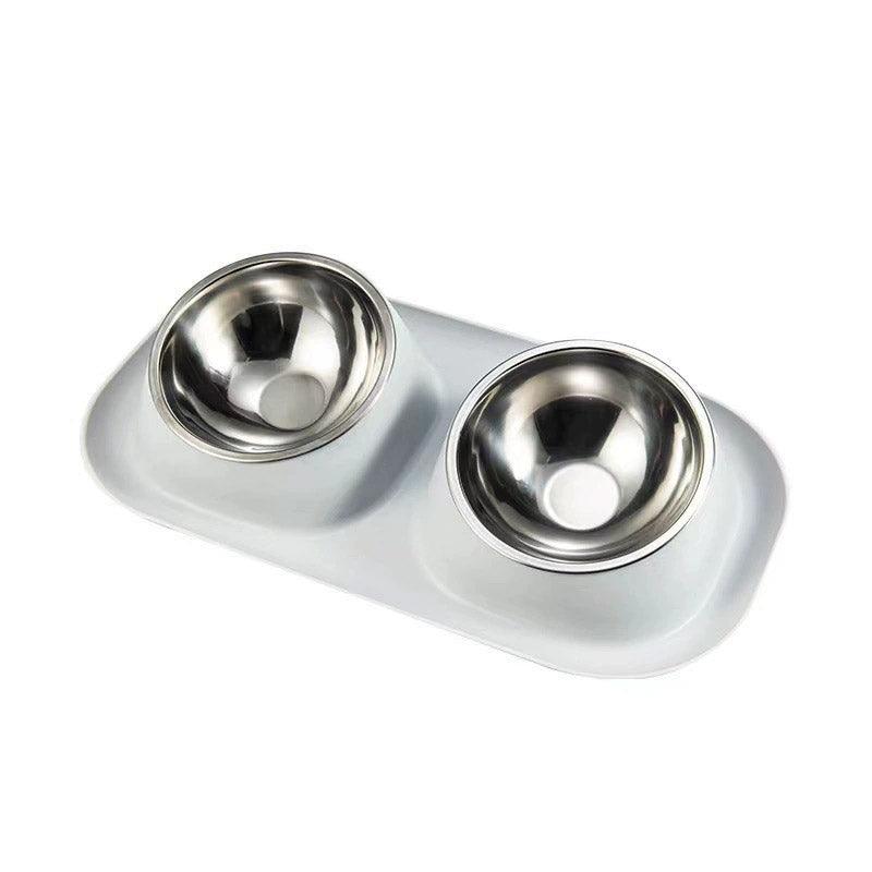 Stainless Steel Double Pet Bowl Set with Non-Slip Base 6 Colors