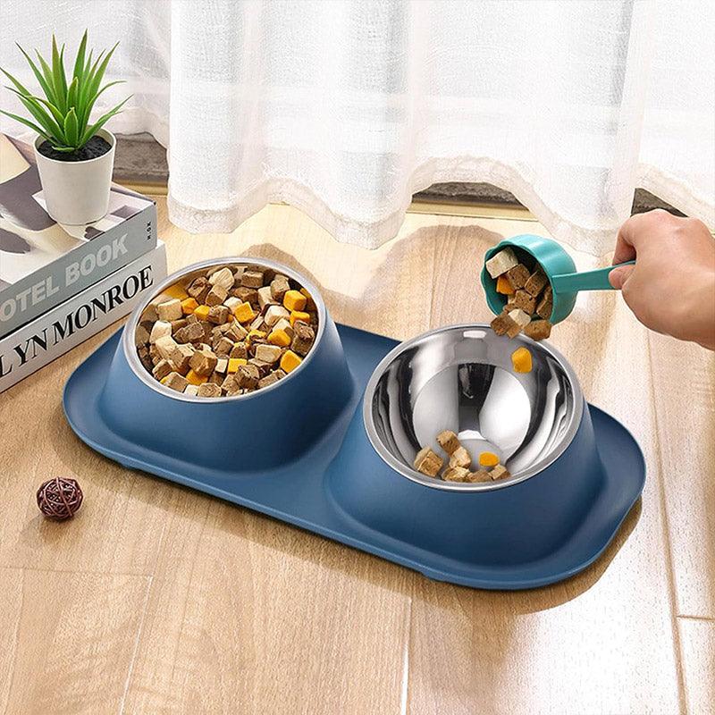 Stainless Steel Double Pet Bowl Set with Non-Slip Base 6 Colors