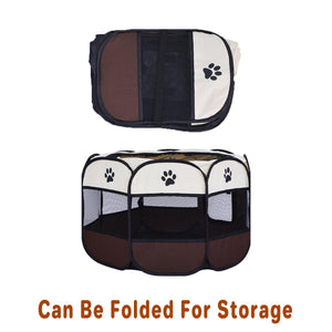 Foldable 8-Panel Pet Tent Portable Pet Playpen for Cats & Small Dogs