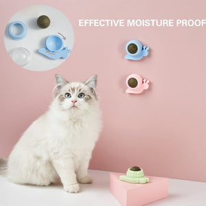 Snail Shape Catnip Toy Set With Adhesive Back and Mint Ball