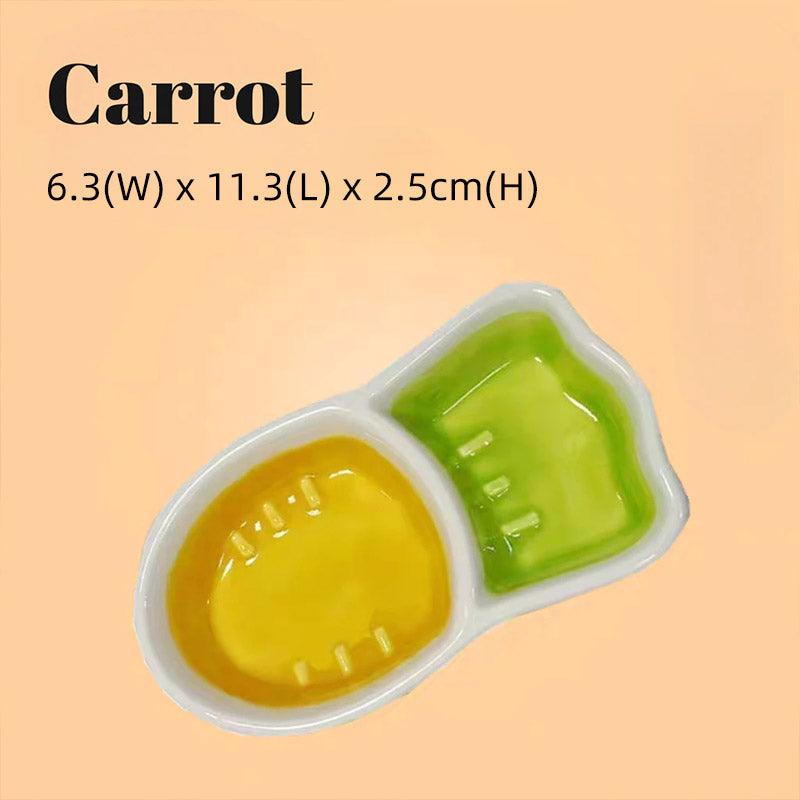 Carrot-Shaped Pet Ceramic Bowl for Hamsters and Small Animals