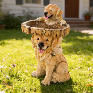 Resin Bird Feeder Birdbath Statue - Outdoor Garden Decor with Animal Design