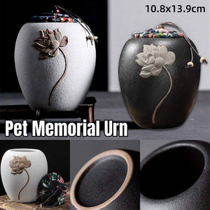 Elegant Lotus Design Ceramic Pet Urn for Dog or Cat Ashes