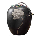 Elegant Lotus Design Ceramic Pet Urn for Dog or Cat Ashes