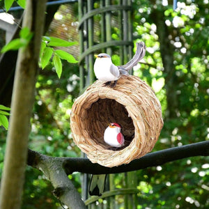 6PCS Handwoven Straw Bird Nest 12cm Natural Grass
