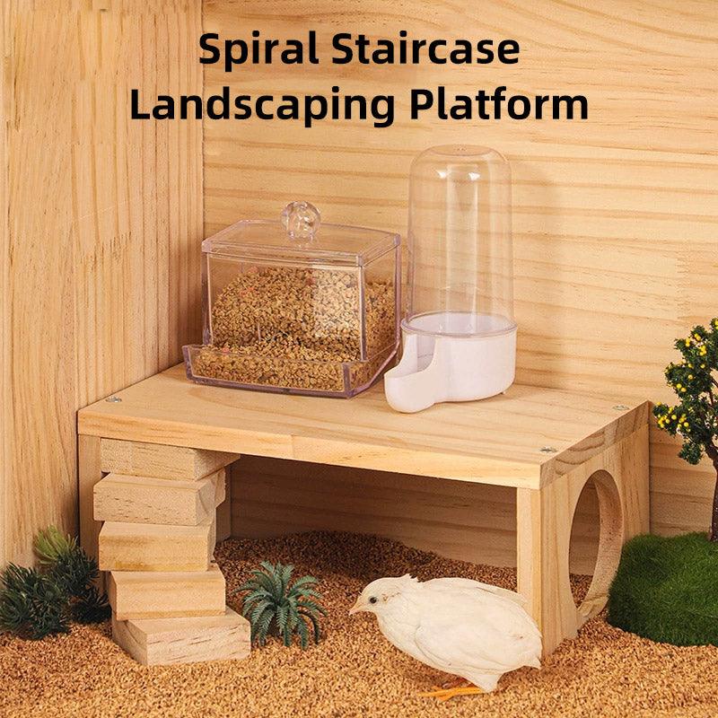 Interactive Wooden Climbing Toy with Hamster Platform and Hideout