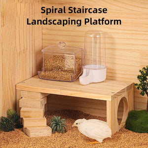 Interactive Wooden Climbing Toy with Hamster Platform and Hideout
