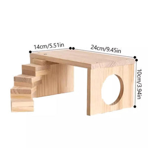 Interactive Wooden Climbing Toy with Hamster Platform and Hideout