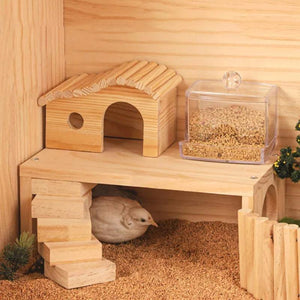 Interactive Wooden Climbing Toy with Hamster Platform and Hideout