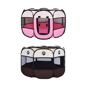Foldable 8-Panel Pet Tent Portable Pet Playpen for Cats & Small Dogs