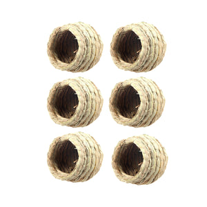 6PCS Handwoven Straw Bird Nest 12cm Natural Grass