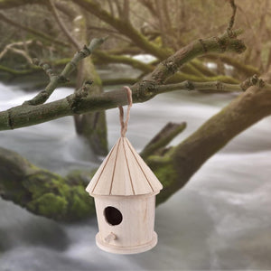 Handcrafted Wooden Bird Nest Hanging Decor