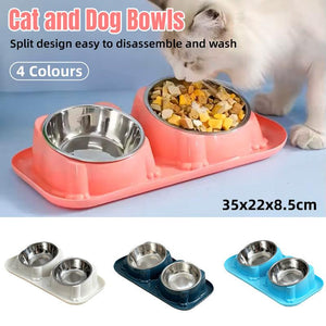 15° Tilted Double Stainless Steel Cat Bowl