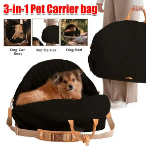 Multi-functional dog carrier bag for travel, car seat safety, and cozy pet resting, ideal for small to medium-sized pets.