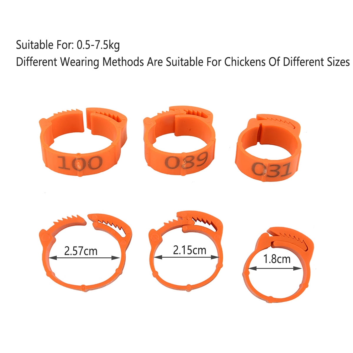 100PCS Adjustable Bird Leg Rings Numbered
