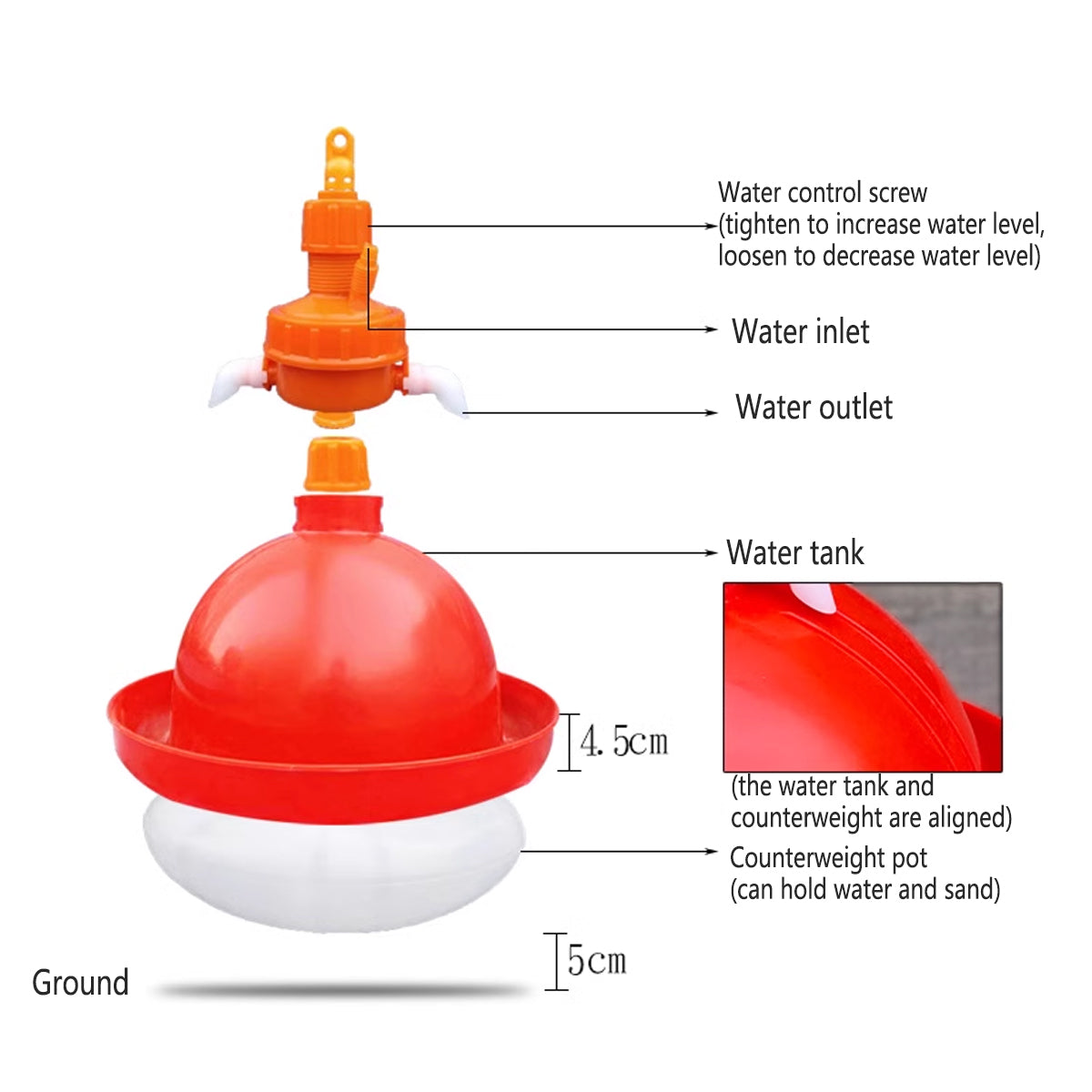 Automatic Poultry Waterer With Hose 40cm