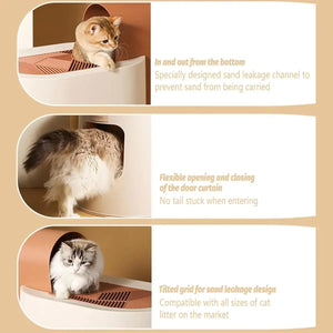 Fully Enclosed Cat Litter Box with Top Entry & Drawer Design