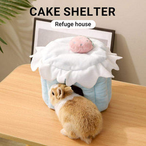 Plush Rabbit House Cake Design Soft Burrow Bed for Small Pets