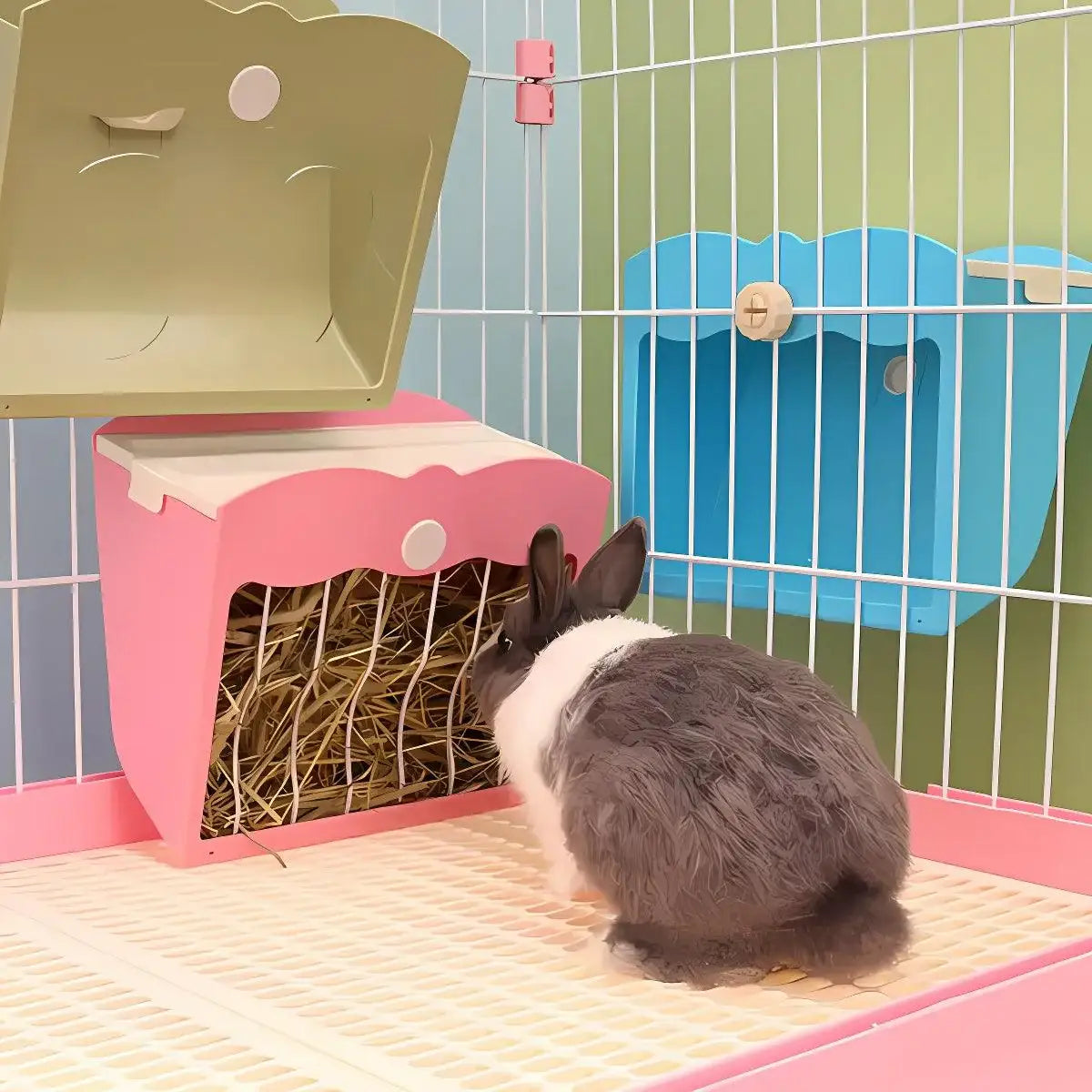 Large Capacity Hay Feeder For Rabbits Steel Mesh Design 25x21x13cm