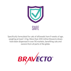 BRAVECTO Spot On For Medium Cats Blue 2'S 250MG 2.8-6.25KG