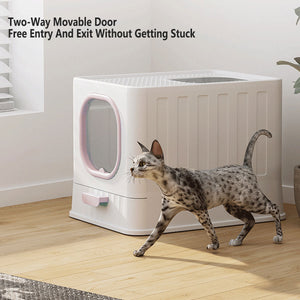 Enclosed Cat Litter Box With Pull-Out Tray