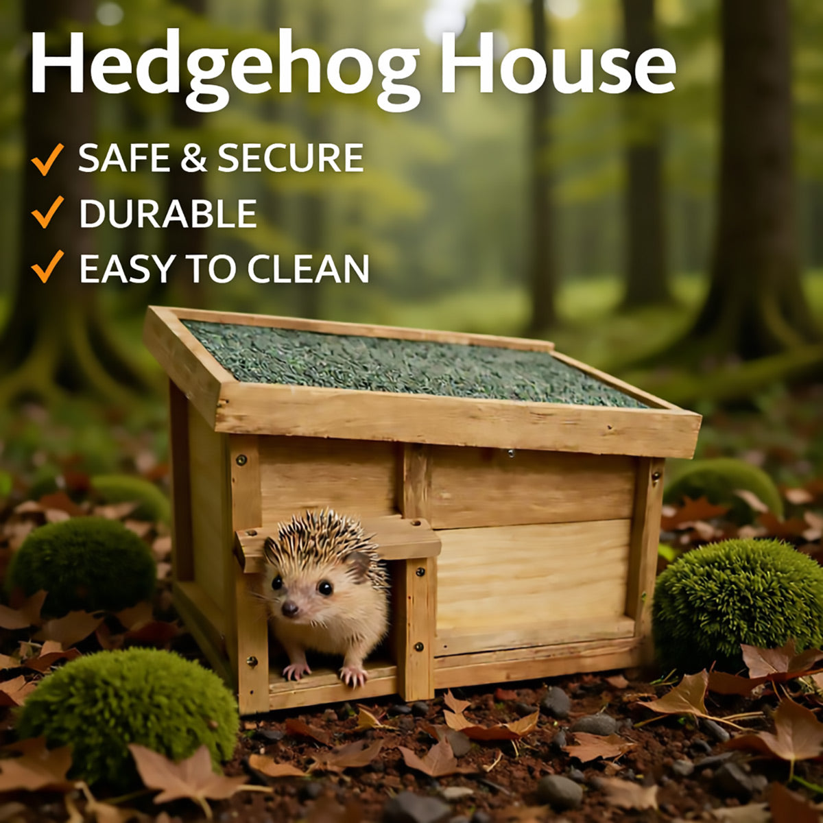 Wooden Hedgehog House Outdoor Shelter