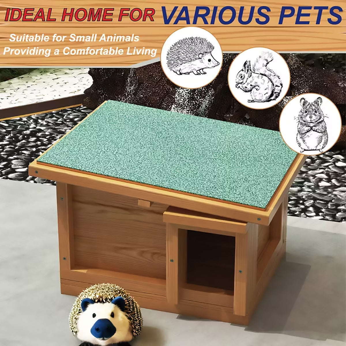 Wooden Hedgehog House Outdoor Shelter