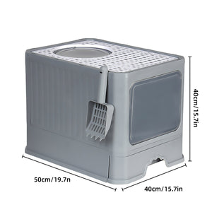Fully Enclosed Cat Litter Box with Drawer and Scoop