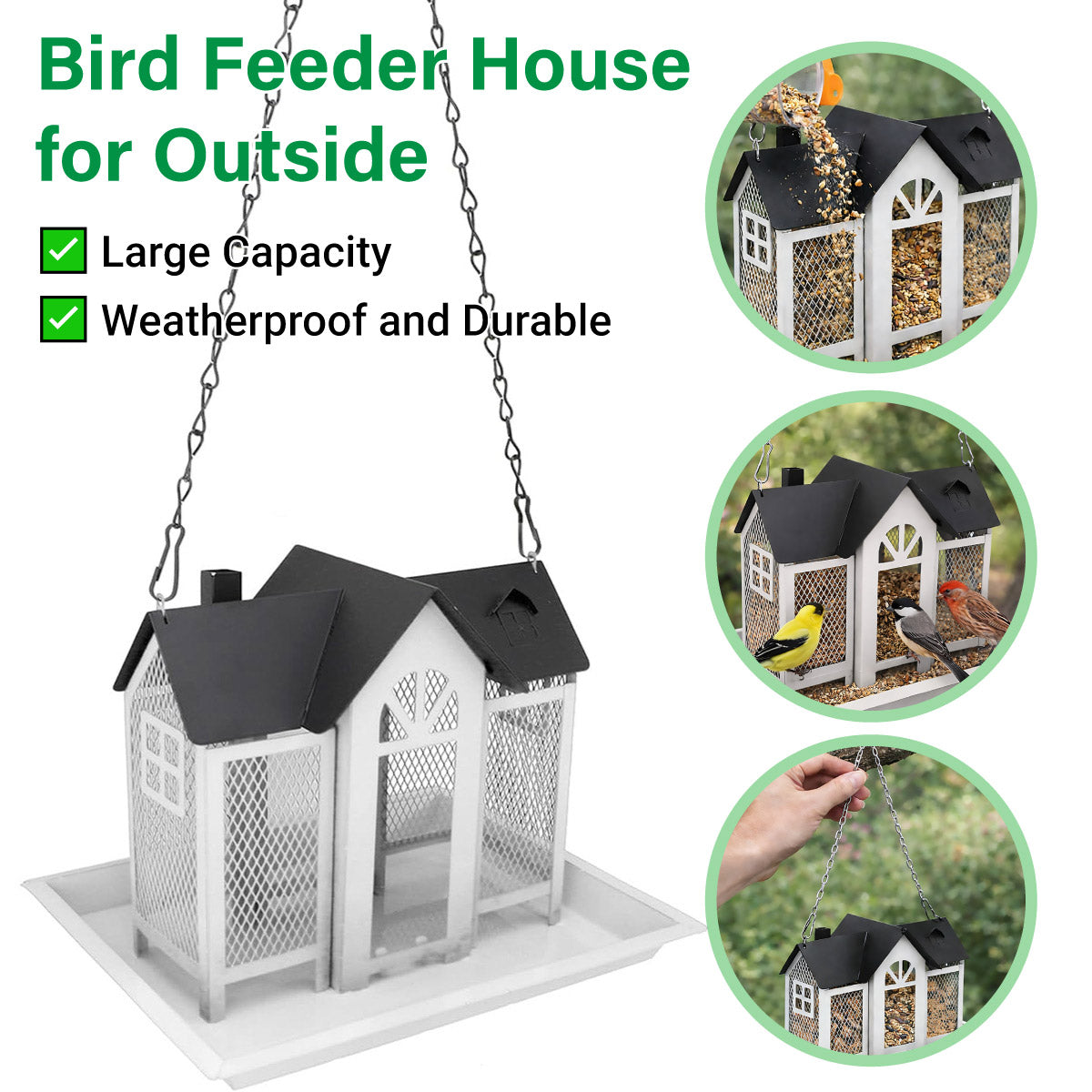 Hanging Metal Bird Feeder House Outdoor