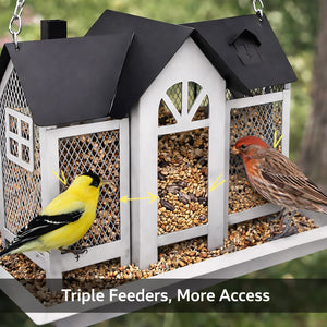 Hanging Metal Bird Feeder House Outdoor