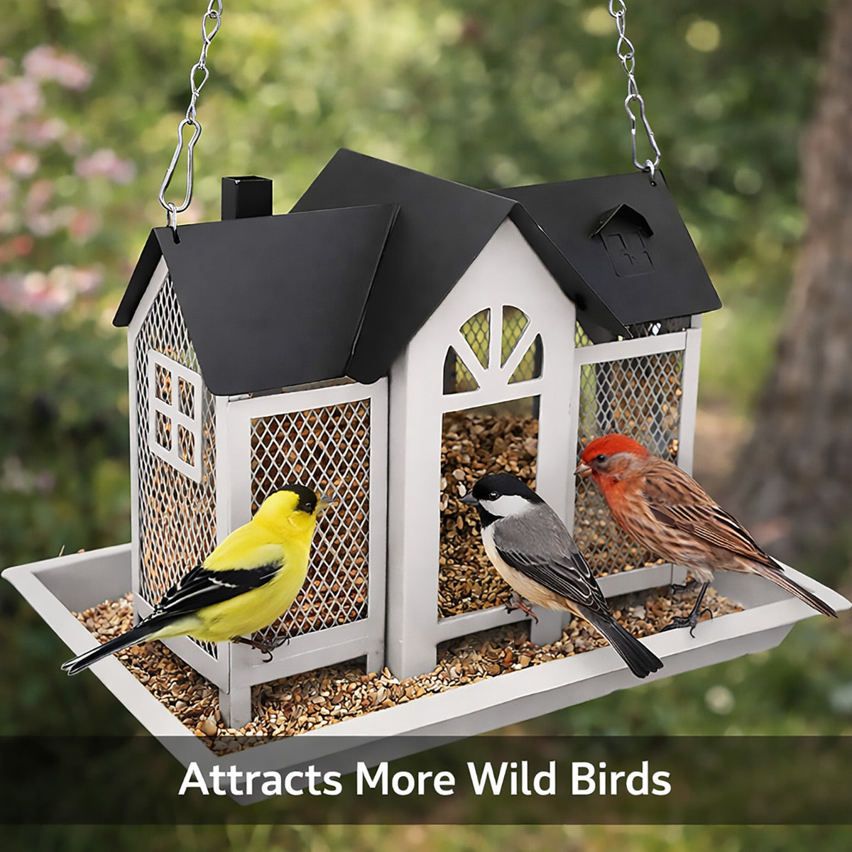 Hanging Metal Bird Feeder House Outdoor