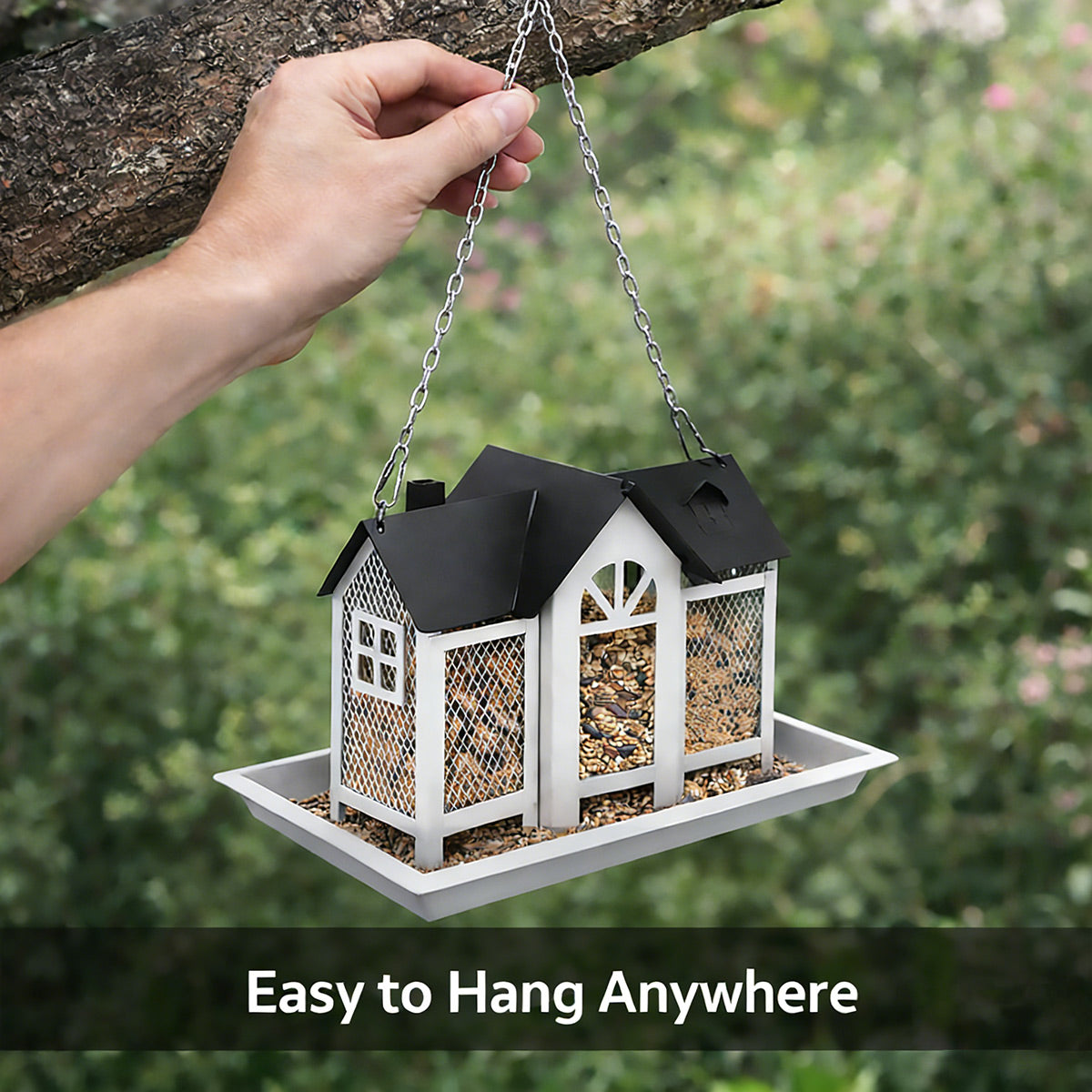 Hanging Metal Bird Feeder House Outdoor