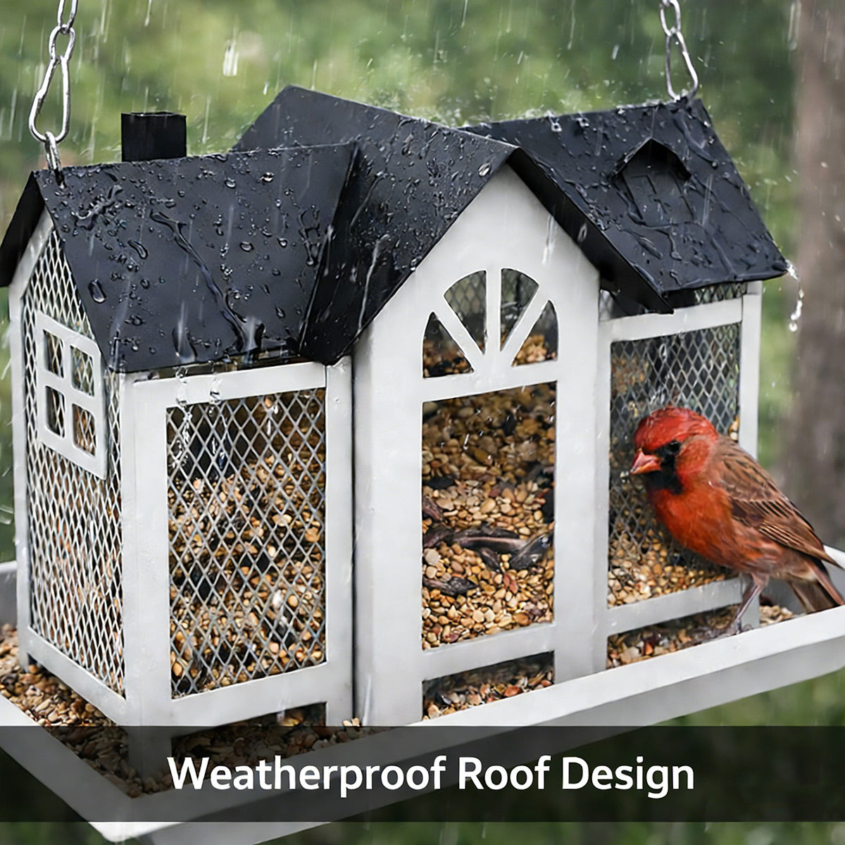 Hanging Metal Bird Feeder House Outdoor