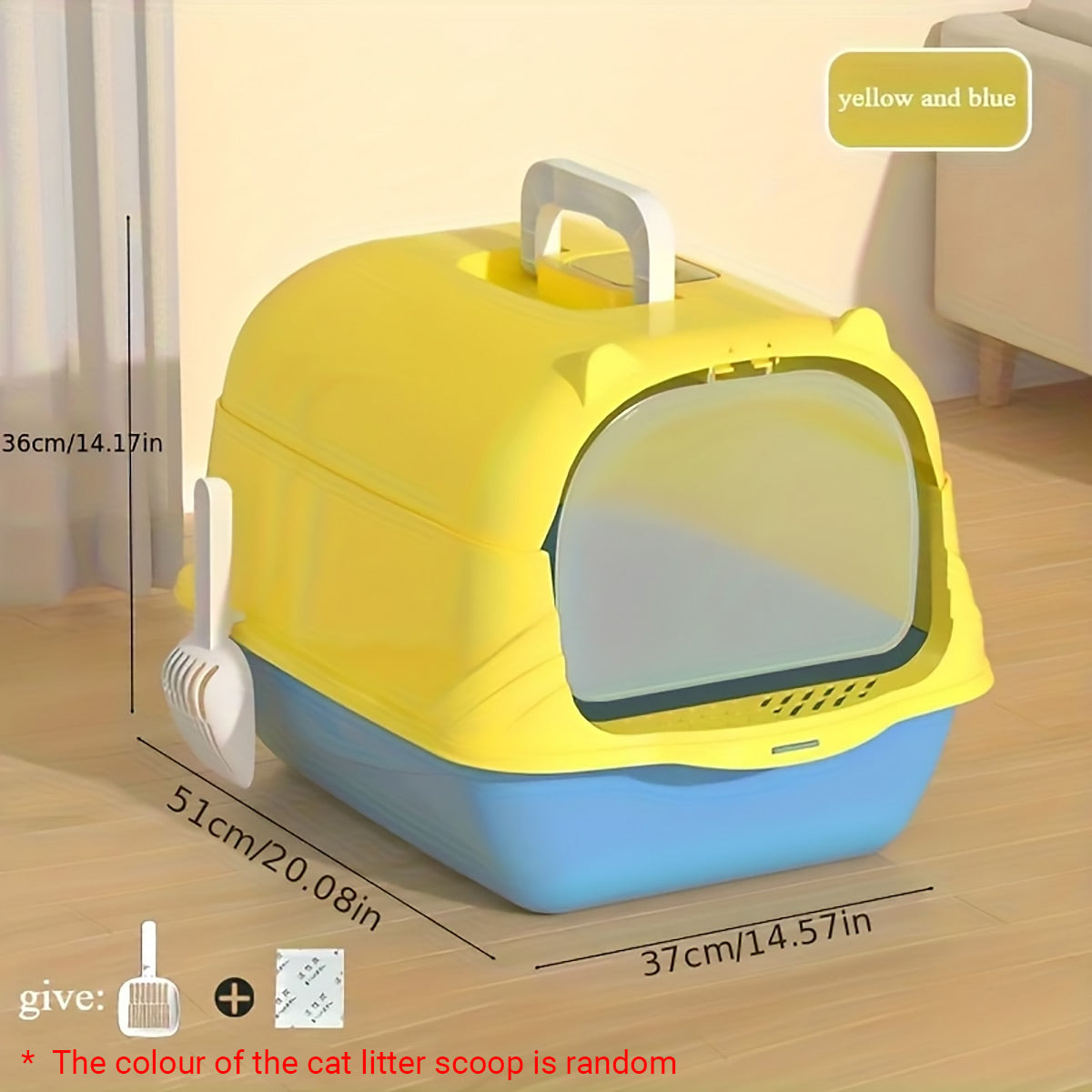 Oversized Enclosed Cat Litter Box with Flip Lid and Swing Doors