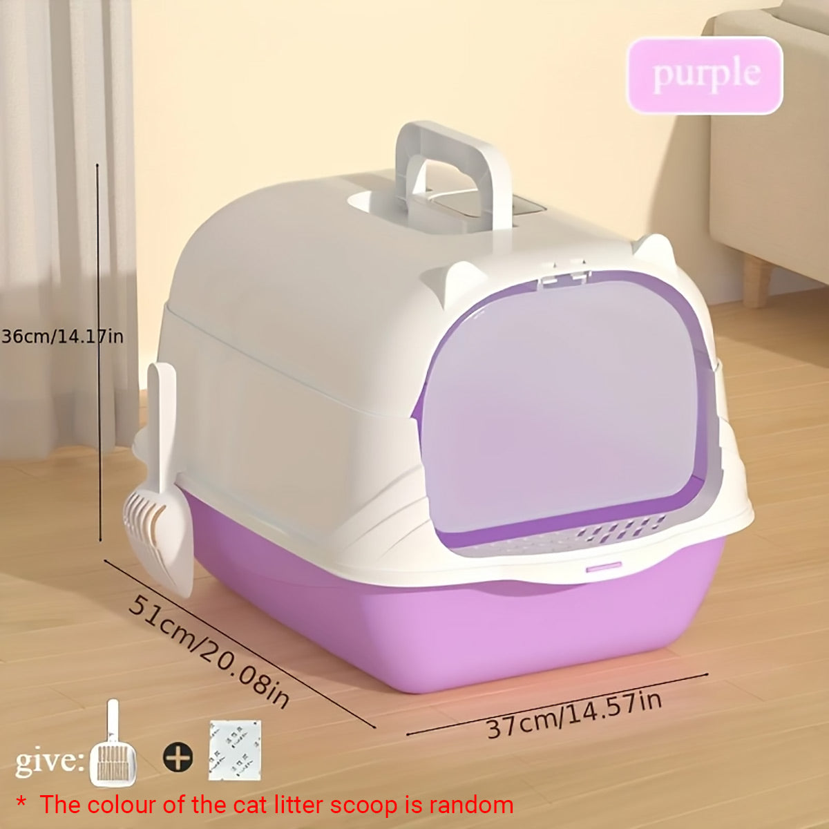 Oversized Enclosed Cat Litter Box with Flip Lid and Swing Doors