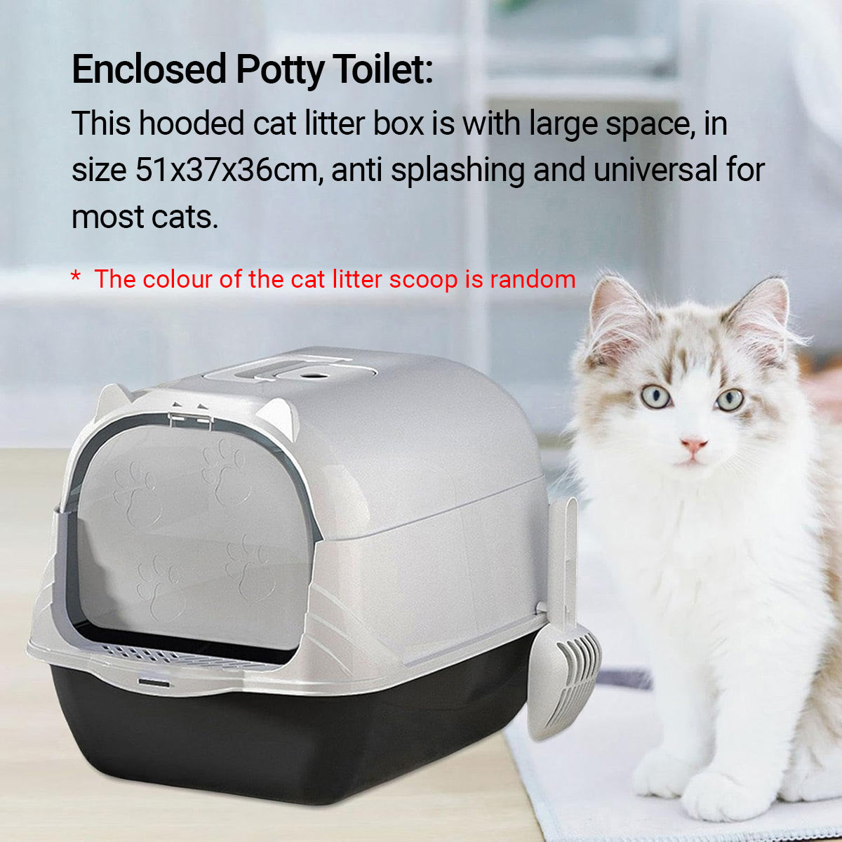 Oversized Enclosed Cat Litter Box with Flip Lid and Swing Doors
