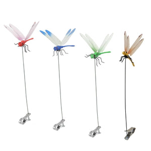 Dragonfly Pole Clips 4PCS - Simulation Insect Garden Decor