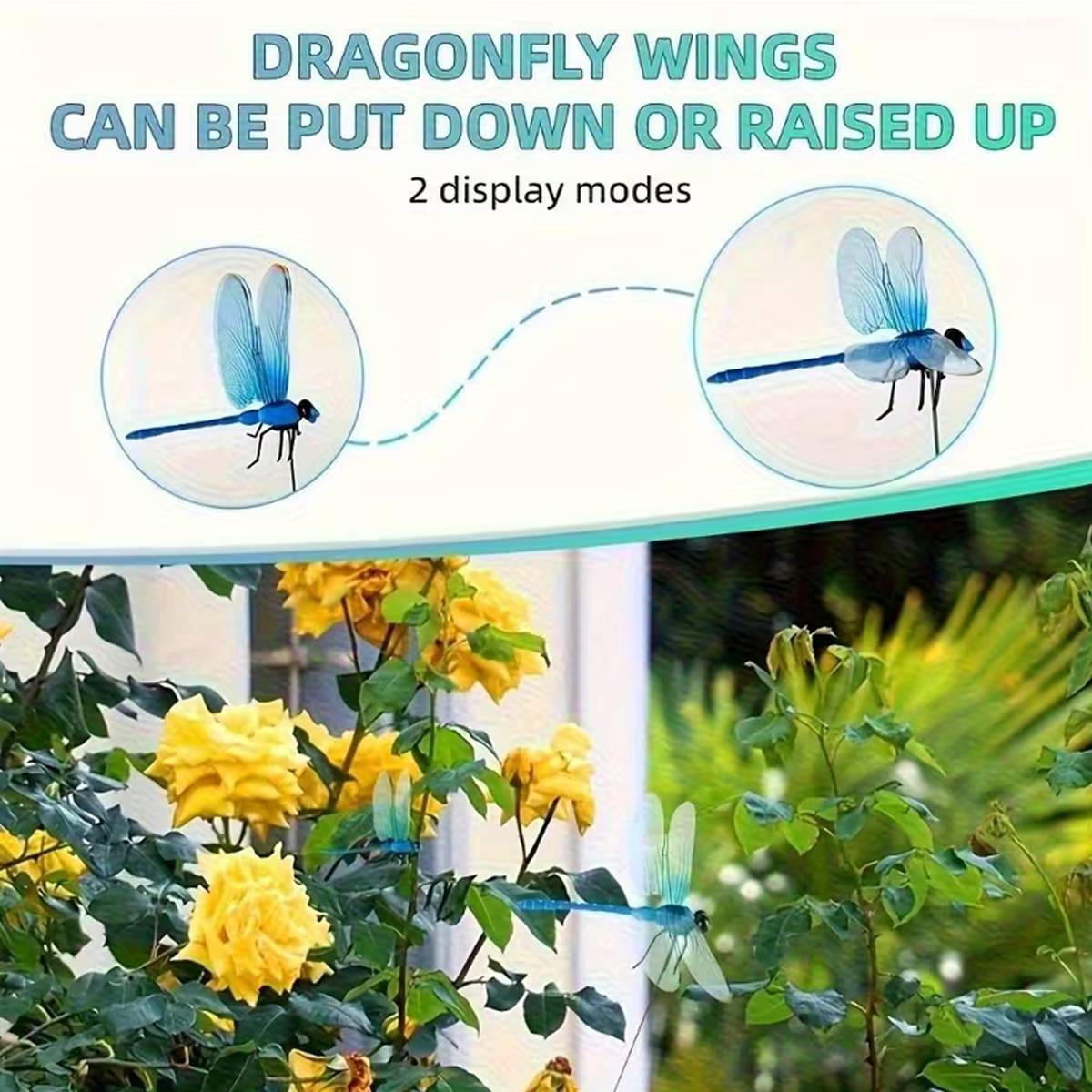 Dragonfly Pole Clips 4PCS - Simulation Insect Garden Decor