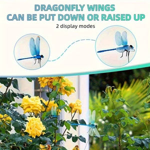 Dragonfly Pole Clips 4PCS - Simulation Insect Garden Decor