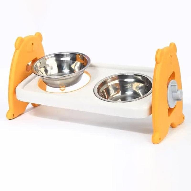 Adjustable Raised Pet Bowl with 3 Heights & 15° Tilted Design