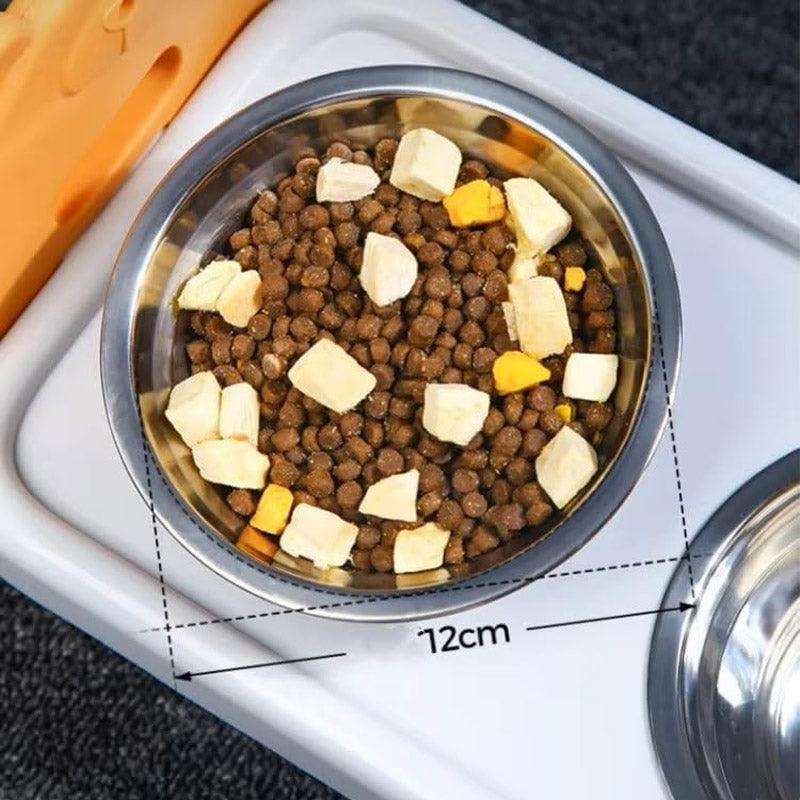 Adjustable Raised Pet Bowl with 3 Heights & 15° Tilted Design
