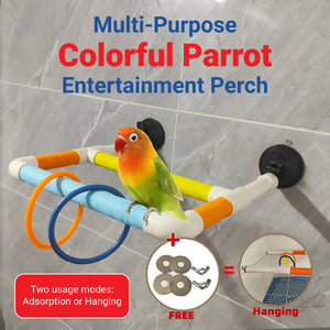 Colorful Parrot Perch With Suction Cups Window Bird Play Stand
