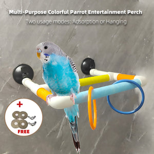 Colorful Parrot Perch With Suction Cups Window Bird Play Stand