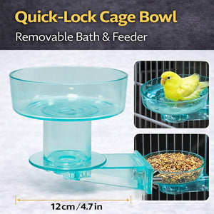 Quick-Lock Bird Cage Bowl Removable Bird Bath Feeder Cup