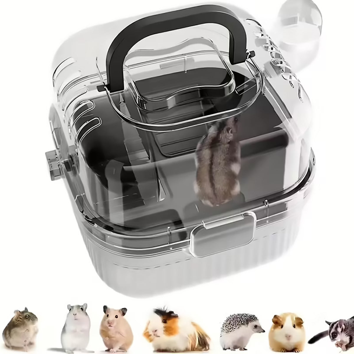 Portable Hamster Cage Travel Small Pet Carrier With Wheel