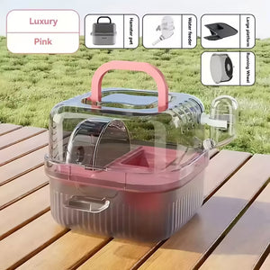 Portable Hamster Cage Travel Small Pet Carrier With Wheel