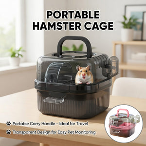 Portable Hamster Cage Travel Small Pet Carrier With Wheel